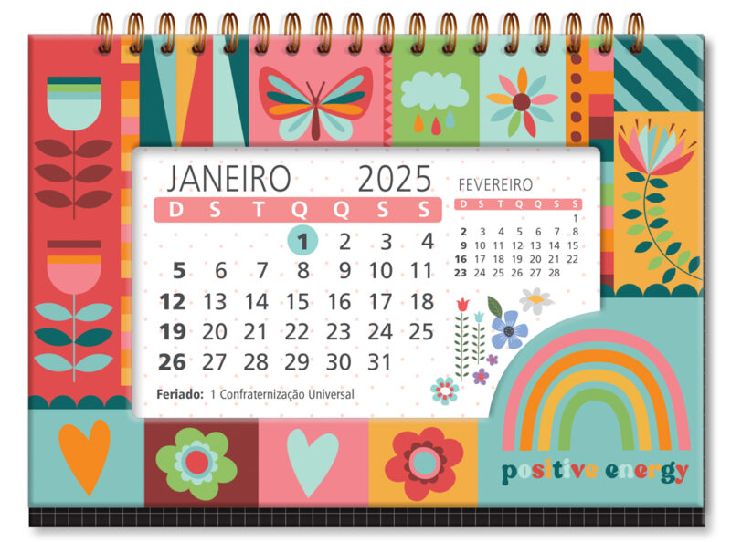 Calendário de mesa Arco-íris