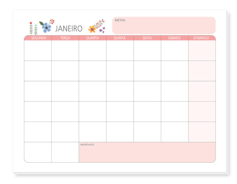 Refil Calendário Planner