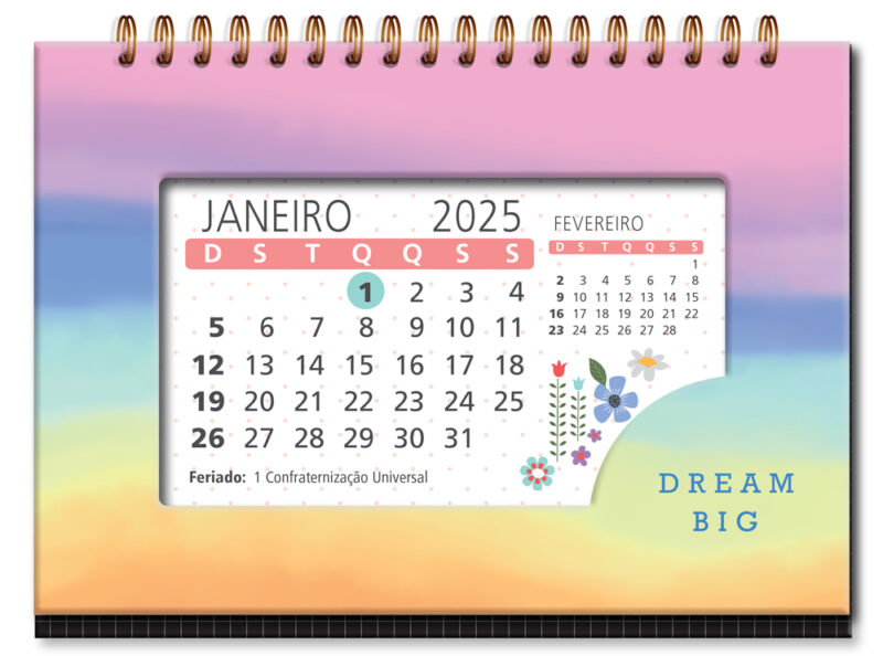 Calendário de mesa Tie Dye