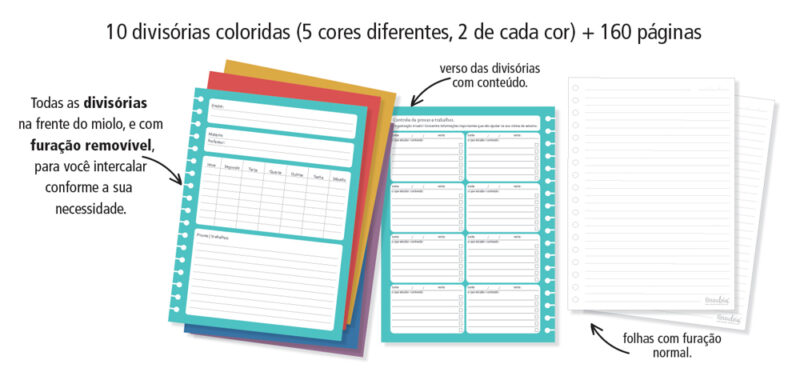 Caderno colegial 10 matérias Arco-íris - Image 3