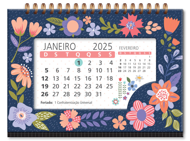 Calendário de mesa Sempre-viva