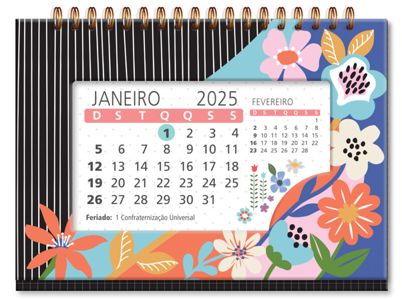 Calendário de mesa Jardim das Cores