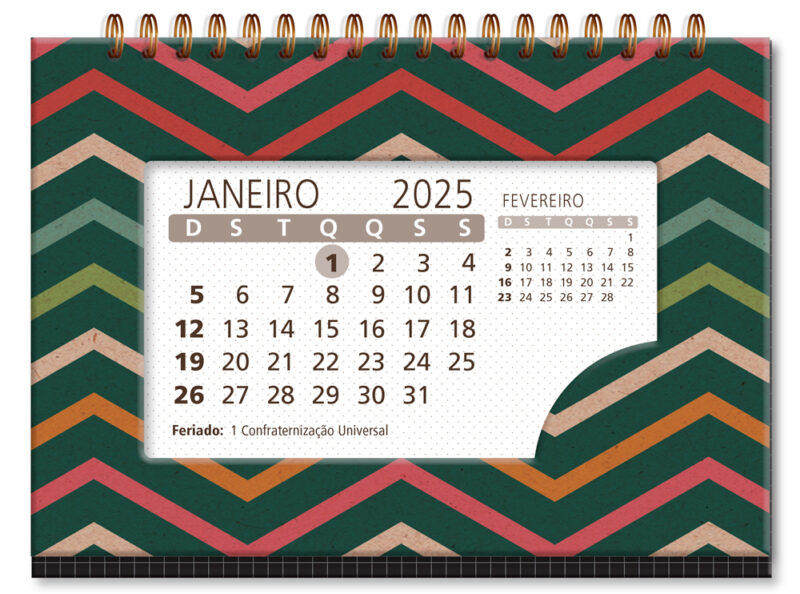 Calendário de mesa Kraft Zigzag