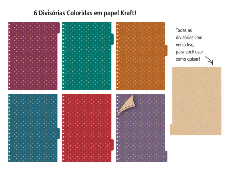 Refil Divisórias Cad. fls. remov. Kraft Coloridas 6 unid. - Image 2