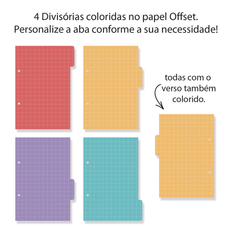 Refil Divisórias Coloridas Caderno argolado P - 4 unidades - Image 2