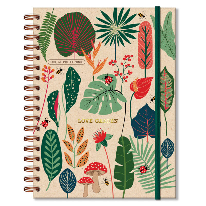 Caderno pauta e ponto Love Garden Kraft