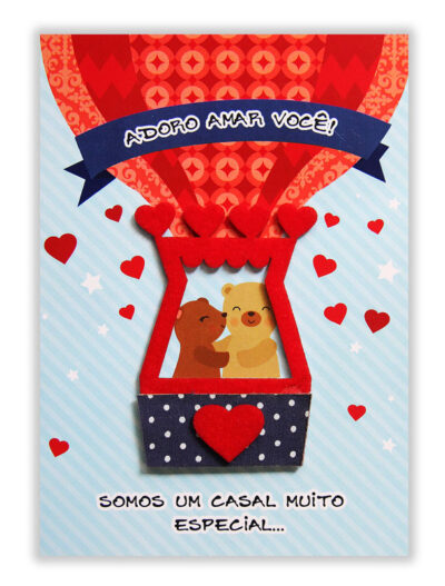 Cartão Artesanal Casal ursinhos